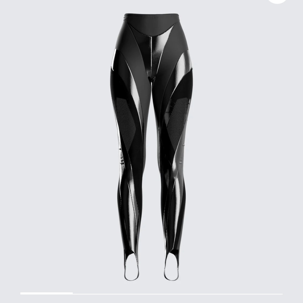 Finesse Studios Trinity Black Sheer Spiral Legging mesh leather small